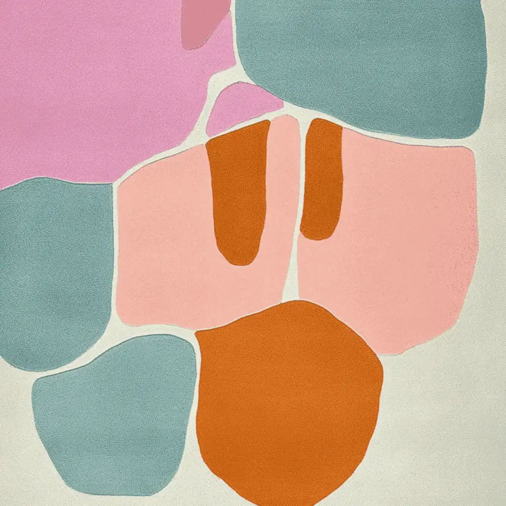 This eye-catching Area Rug, perfect for contemporary spaces, features a hand-tufted, abstract design in soft blush, moss, and whisper tones. Ideal for living room rugs 8x10, this wool rug adds a modern touch to any home decor.