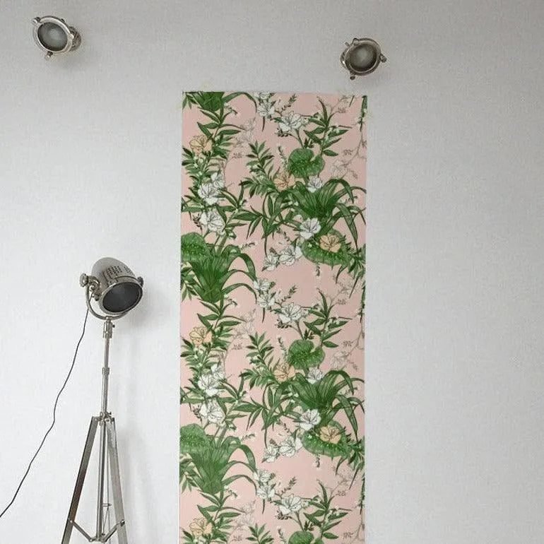 Blush Pink Floral and Foliage Wallpaper