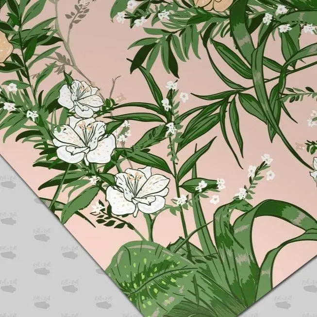 Blush Pink Floral and Foliage Wallpaper