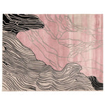 This Blush Terrain Canvas Hand Tufted Rug showcases a contemporary design with flowing black lines against a soft pink background, perfect for adding a touch of elegance to any living room. Made from high-quality wool, this area rug combines style and comfort, making it an ideal choice for those seeking modern area rugs for living rooms.