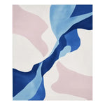Blush Wind Composition Hand Tufted Area Rug featuring an abstract design with flowing blue and pink shapes on a neutral background. This contemporary rug adds a touch of elegance and artistic flair to any room.