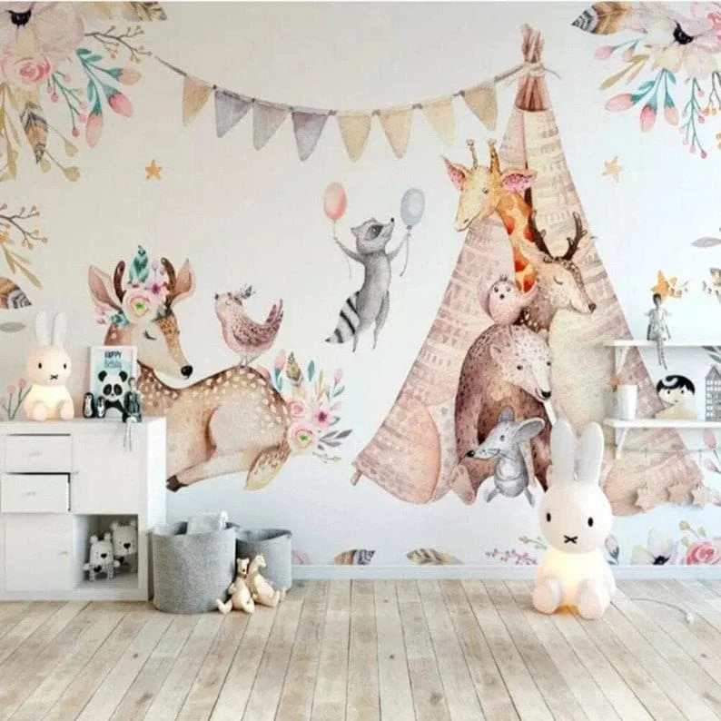 Bohemian Tribal and Deers Wallpaper Mural