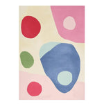 Vibrant Bold Blob Bash Hand Tufted Area Rug featuring abstract shapes in red, pink, blue, and green on a neutral background. Perfect for large living rooms, this contemporary rug adds a splash of color and style, ideal for an 8x10 space. Crafted from wool, it combines comfort with modern design.