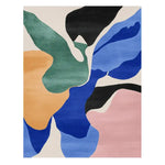 Vibrant Bold Shape Talk Bold Hand Tufted Area Rug featuring an abstract design with colorful organic shapes in blue, green, pink, and black. Perfect for adding a contemporary touch to your living room decor, this wool rug is ideal for those seeking unique area rugs for living rooms.
