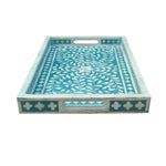 Bone Inlay Floral Geometric Decorative Tray