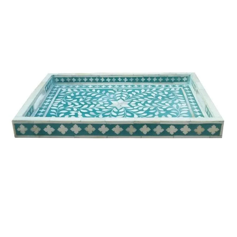 Bone Inlay Floral Geometric Decorative Tray