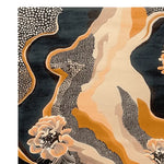 Vibrant hand-tufted area rug featuring an abstract floral design in earthy tones, perfect for enhancing living room aesthetics. This wool rug combines dynamic patterns with a modern flair, making it an excellent choice for those seeking stylish living room area rugs.