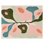 A vibrant Botanic Shape Collapse Hand Tufted Area Rug with a contemporary abstract design, perfect for large living rooms. This wool rug features a mix of pastel colors—pink, green, blue, and orange—in an artistic floral pattern, ideal for enhancing the aesthetics of any space.
