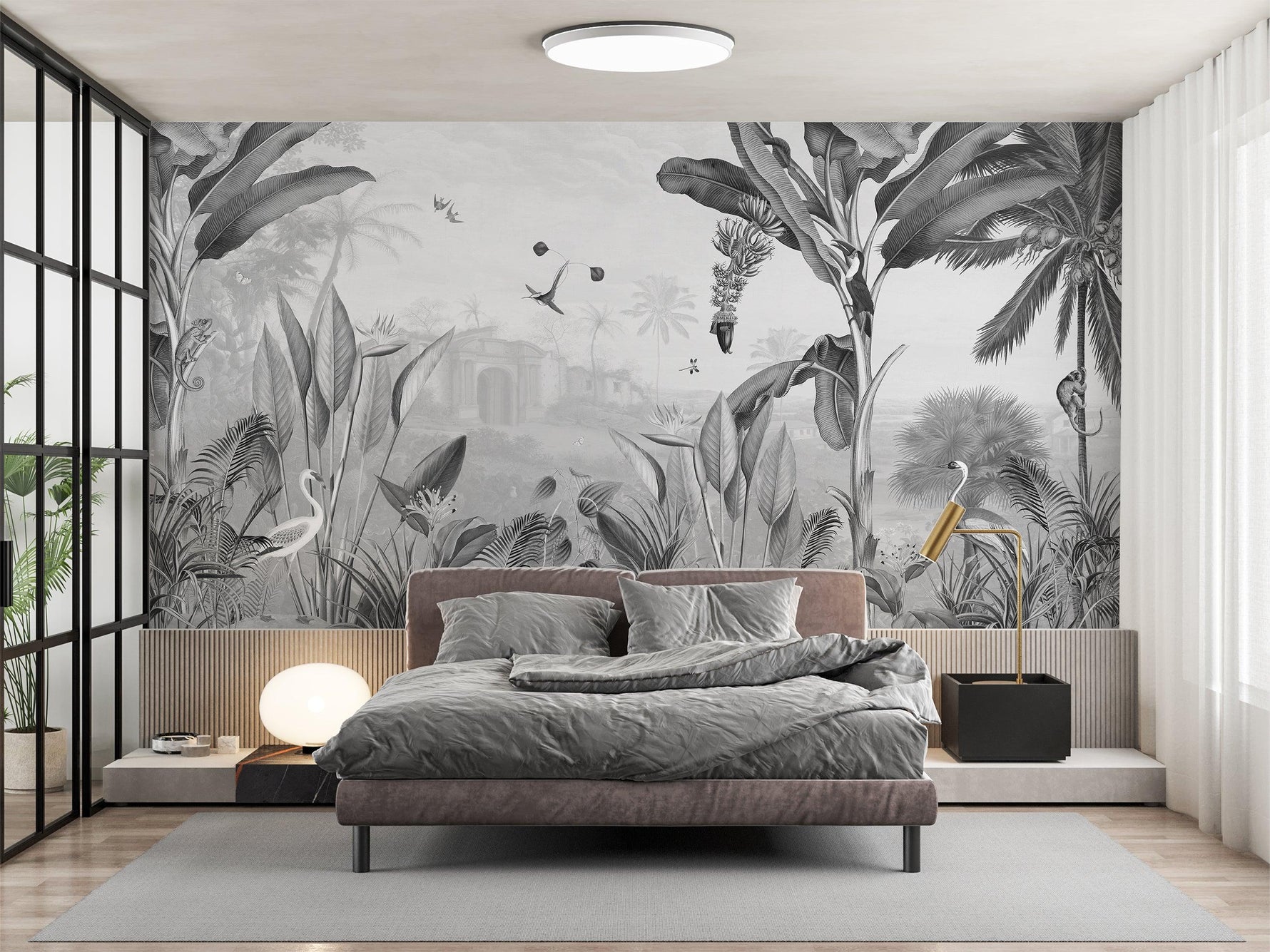 Botanical Beauty Black and White Wallpaper Mural