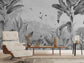 Botanical Beauty Black and White Wallpaper Mural - MAIA HOMES