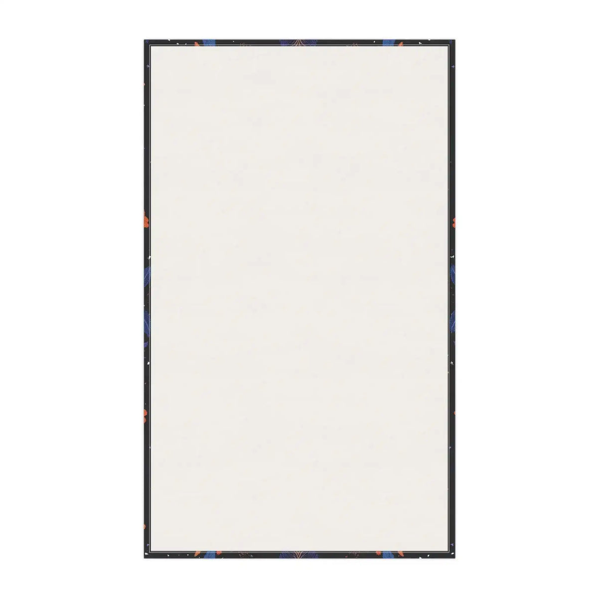 Botanical Bliss Floral Design Cotton Kitchen Towel reverse view, white cotton reverse side with dark floral-patterned decorative border