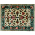 Elegant Botanical Bliss Medium Hand Knotted Wool Area Rug featuring a vintage Persian floral design. Perfect for adding charm to living rooms or dining rooms, this floral rug showcases intricate patterns with rich colors and detailed craftsmanship.
