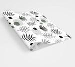 Botanical Herbs and Ferns Minimalist White Illustrated Wallpaper