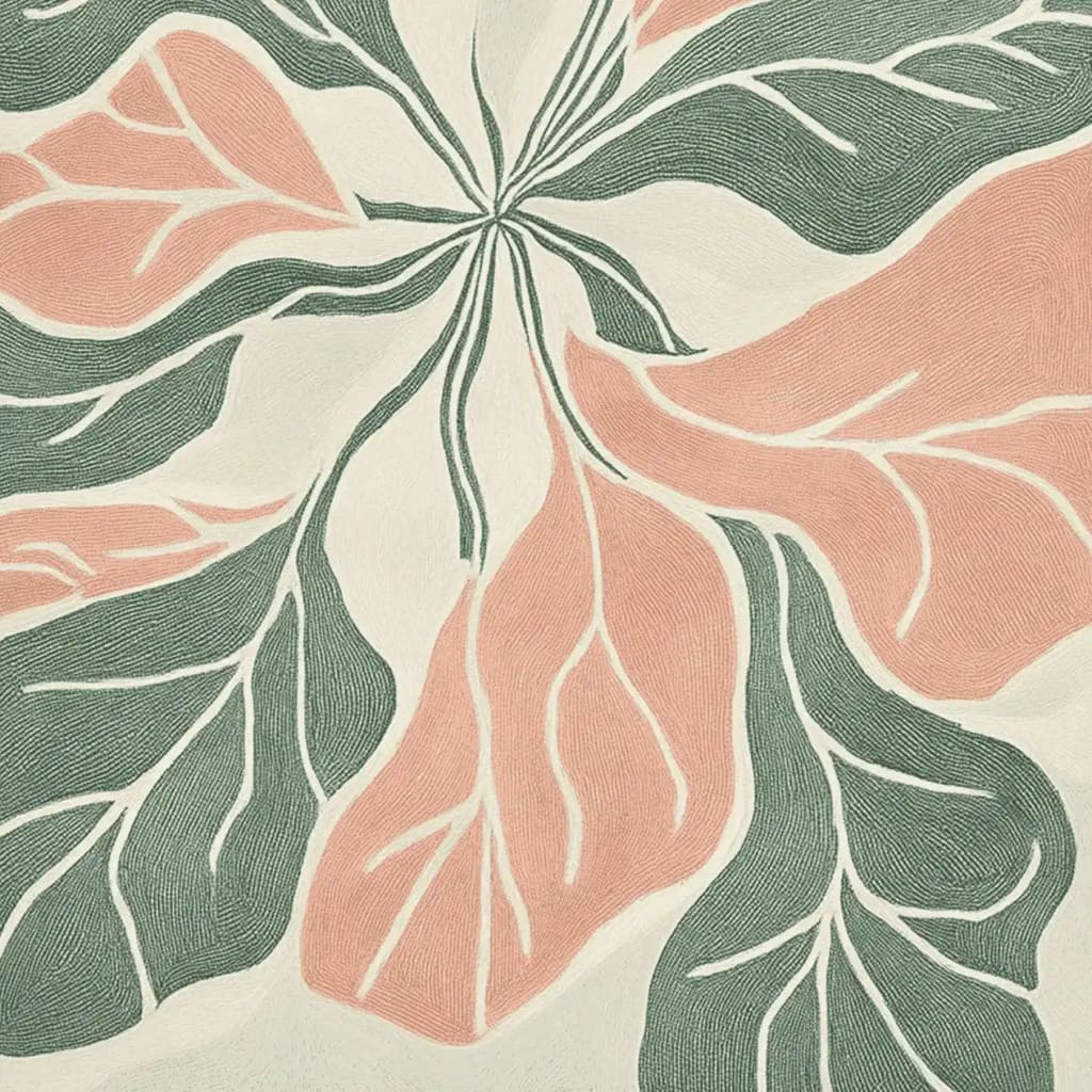 This stunning Botanical Realm Hand Tufted Rug features an intricate design of intertwining leaves in soft pink and green hues, perfect for adding a touch of nature to your space. Ideal as a large living room rug, this contemporary piece measures 8x10 and is crafted from high-quality wool, offering both durability and style.
