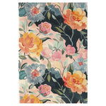 The Botanical Symphony Hand Tufted Wool Area Rug showcases a vibrant floral design with large, colorful flowers and leaves scattered across a soft, neutral background. This artistic rug brings a fresh, lively touch to any room, making it a perfect focal point for your home decor.