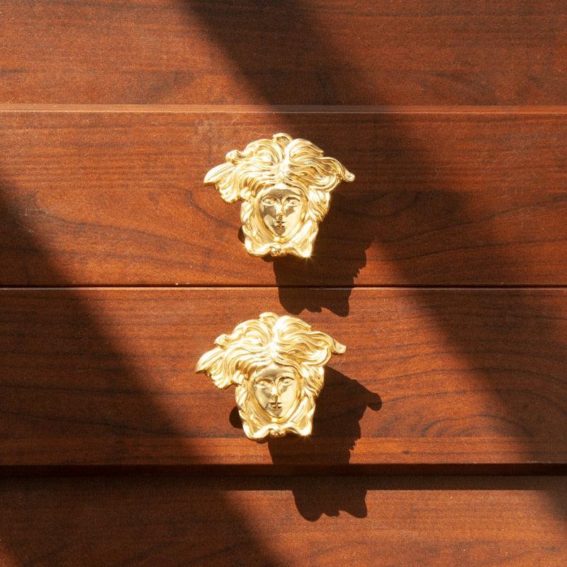 Brass Angel Face Cabinet Door Pull Set of 4