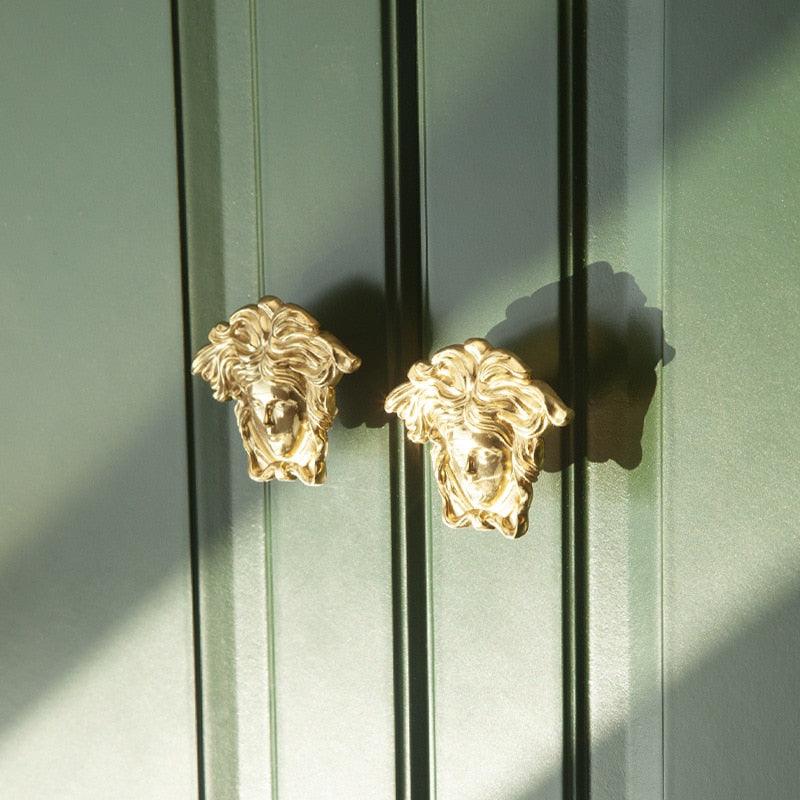 Brass Angel Face Cabinet Door Pull Set of 4