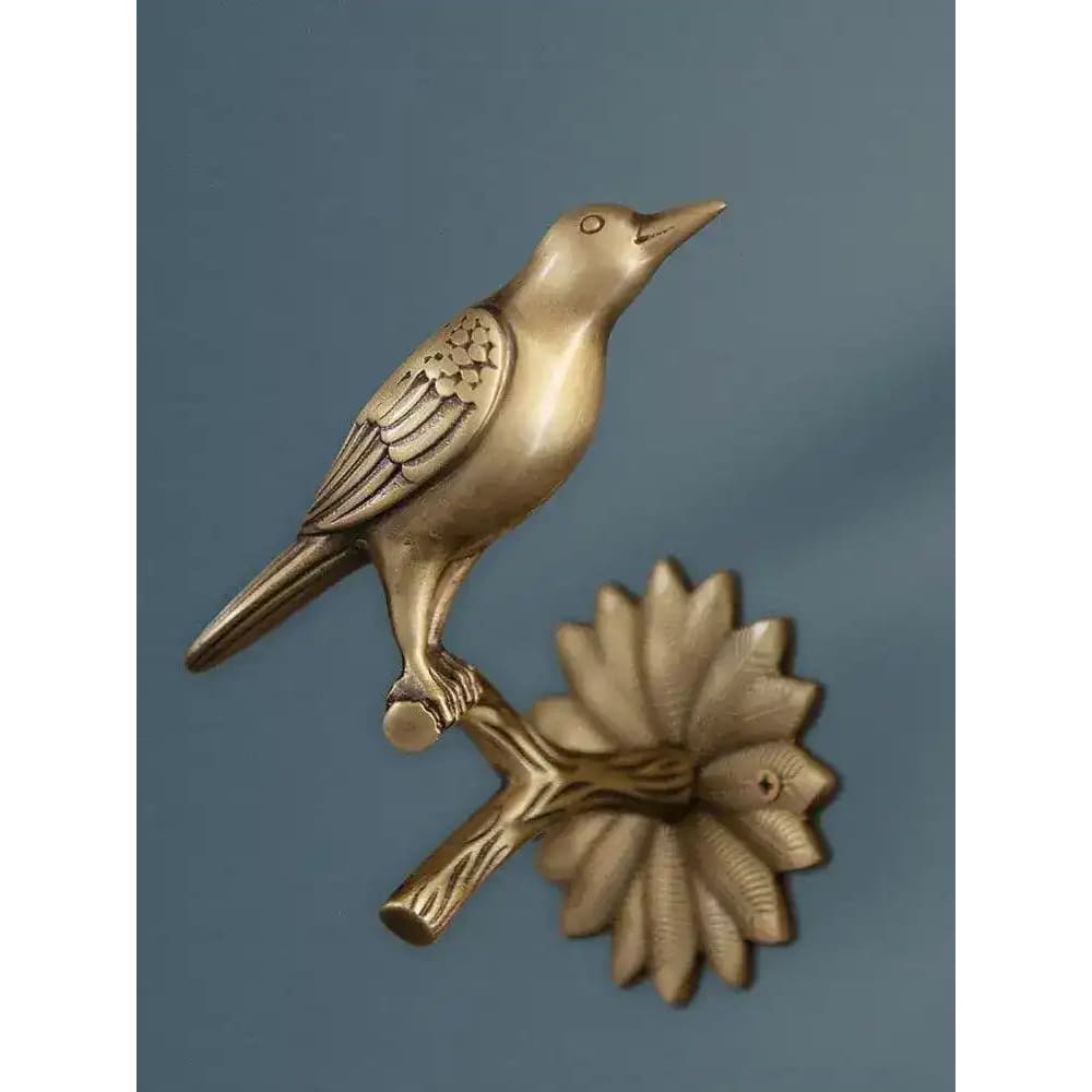 Brass Bird on Tree Branch Curtain Hook