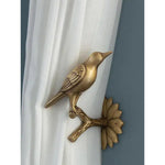 Brass Bird on Tree Branch Curtain Hook Left Side