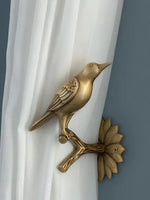 Brass Bird on Tree Branch Curtain Hook Left Side