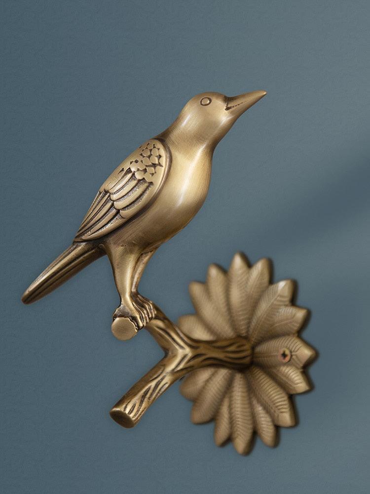 Brass Bird on Tree Branch Curtain Hook