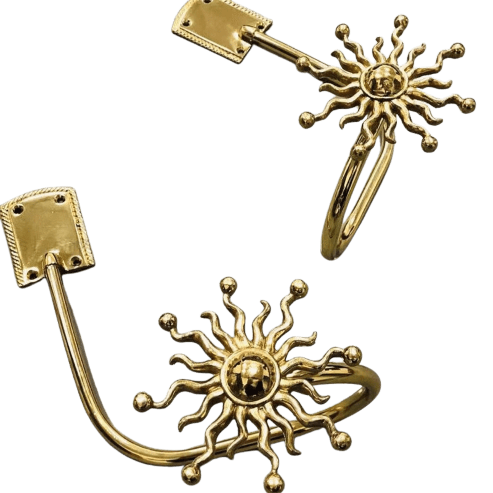 Brass Sun Burst Curtain Hook