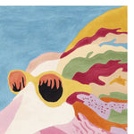 The Breezy Bark Bliss Hand Tufted Rug showcases a vibrant abstract design with colorful swirls and shapes, ideal for adding a pop of color to contemporary living rooms. This wool area rug is perfect for those seeking unique living room area rugs.