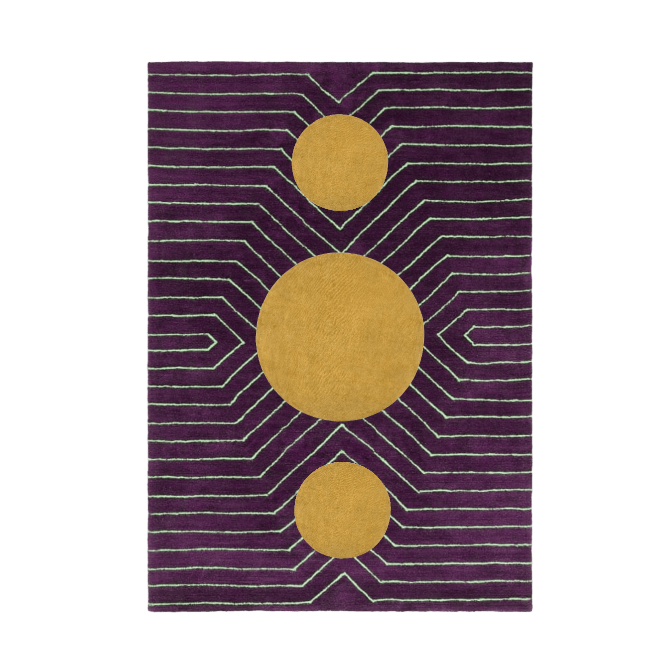 Burgundy Golden Geometric Hand Tufted Wool Rug