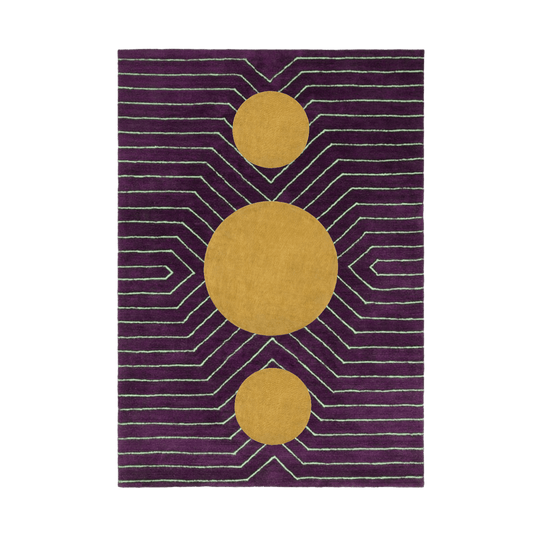 Burgandy Golden Geometric Hand Tufted Wool Rug - MAIA HOMES