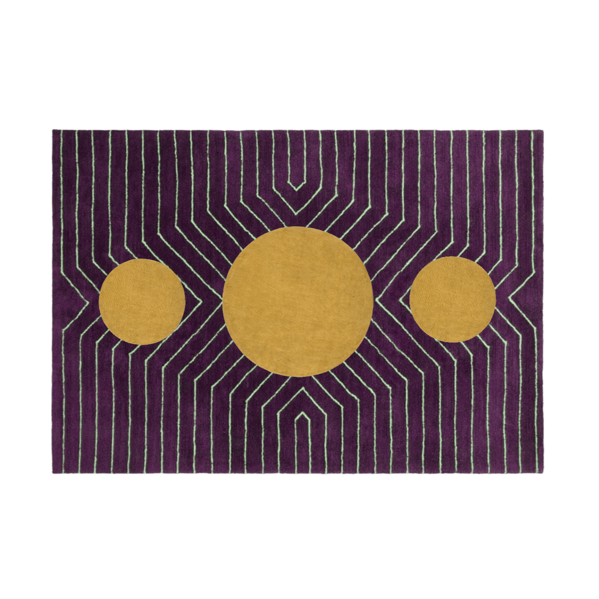 Burgundy Golden Geometric Hand Tufted Wool Rug