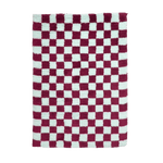 Burgundy and White Classic Checker Wool Rug