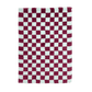 Burgundy and White Classic Checker Wool Rug - MAIA HOMES