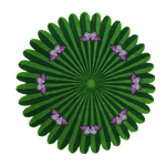 A vibrant green round area rug featuring an intricate design of pink and purple butterflies over a floral pattern. Ideal for adding a touch of elegance to your living room or dining room, this hand-tufted wool rug is perfect for formal dining room settings.