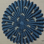 Butterflies over Flower Hand Tufted Wool Rug - Blue