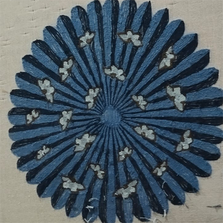 Butterflies over Flower Hand Tufted Wool Rug - Blue
