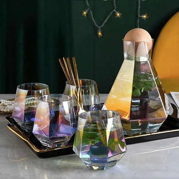 Butterfly Carafe set + 4 Iridescent Glasses