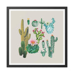 Cacti Family Vintage Inspired Framed Poster Wall Art 30″ x 30″ (Square) Semi Glossy