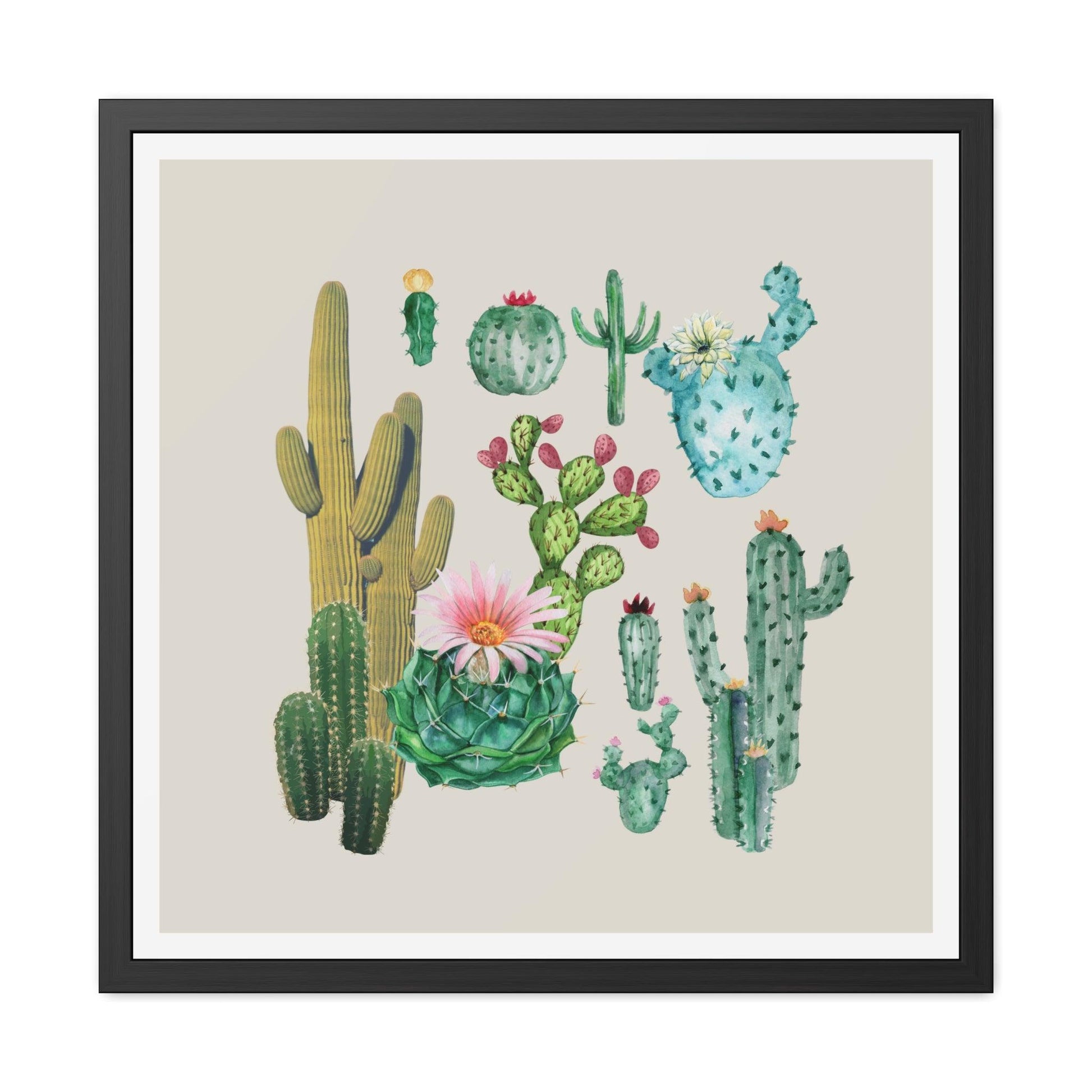 Cacti Family Vintage Inspired Framed Poster Wall Art - MAIA HOMES
