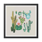 Cacti Family Vintage Inspired Framed Poster Wall Art 24″ x 24″ (Square) Semi Glossy