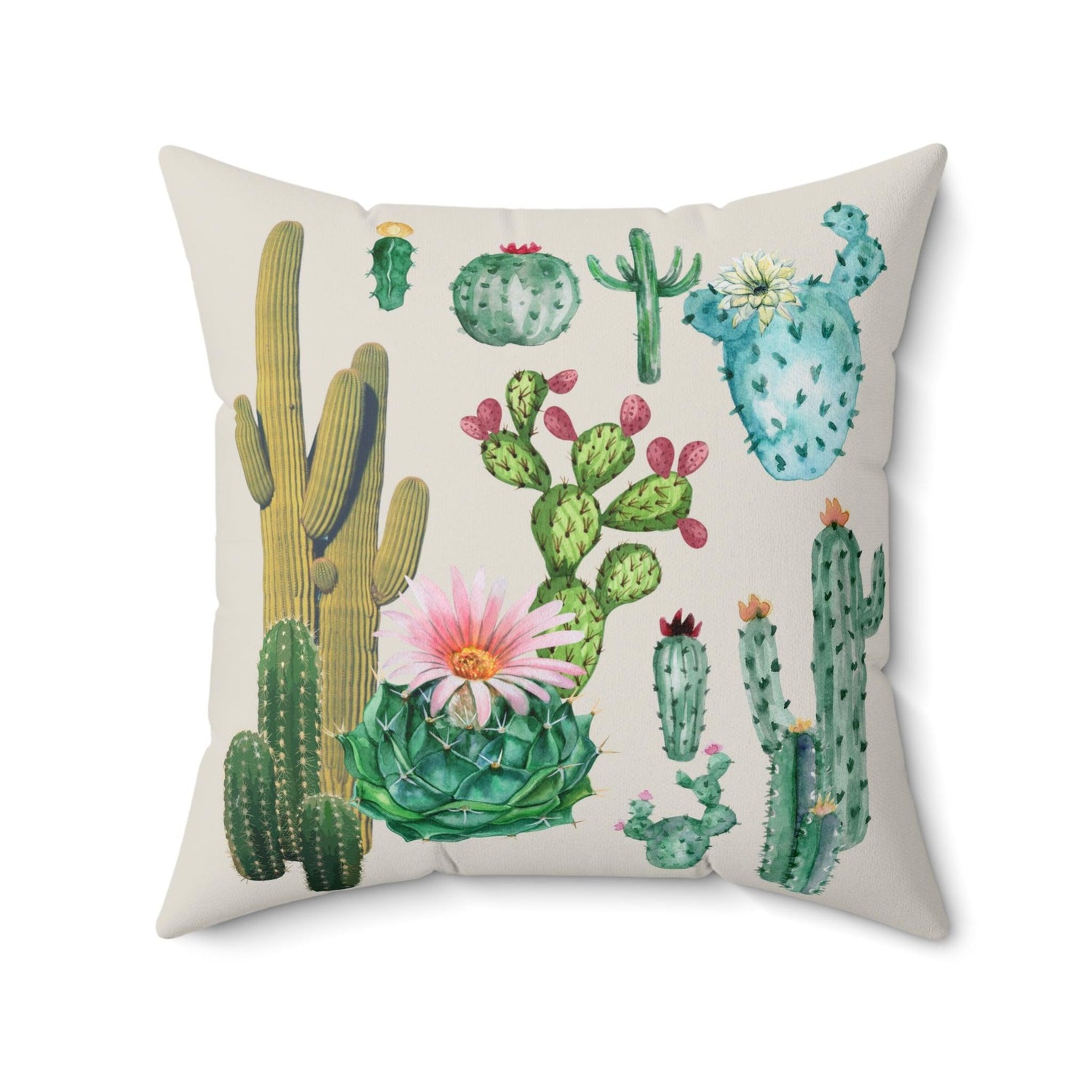 Cacti Family Vintage Inspired Throw PIllow 20" × 20"