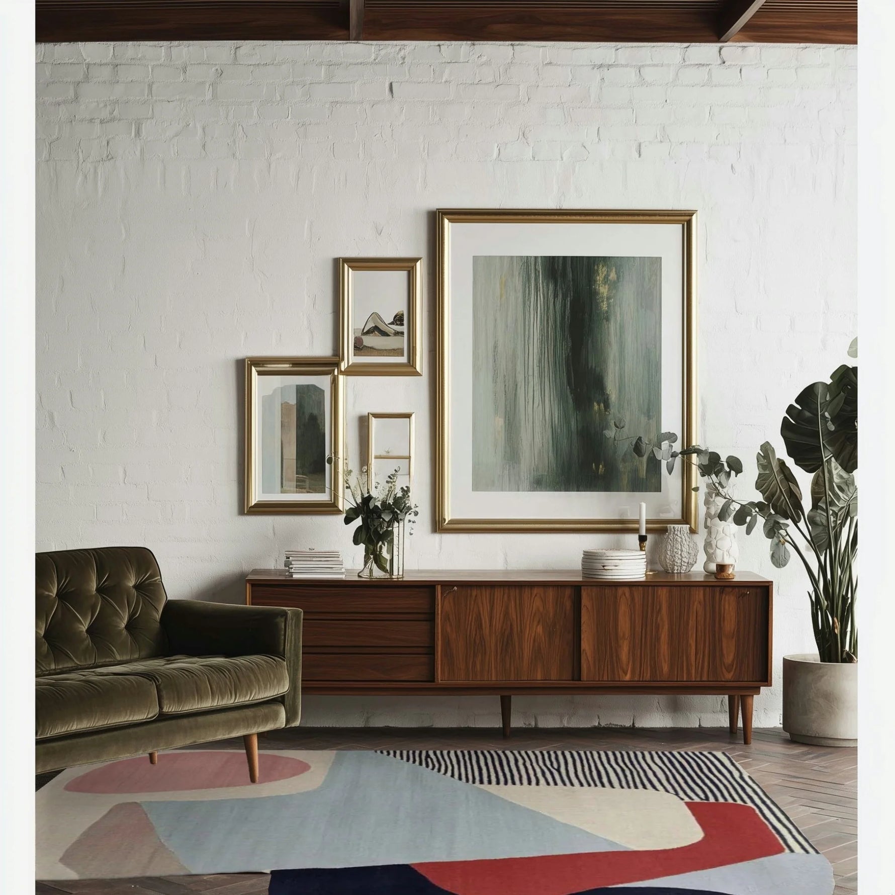 Calm Curve Composition Hand Tufted Rug