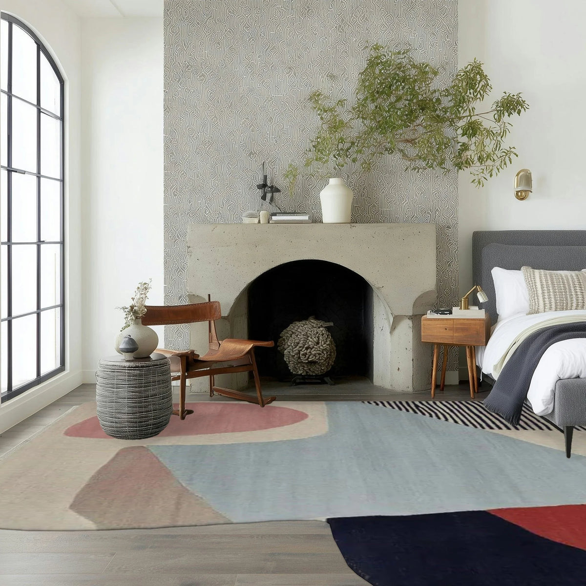 Calm Curve Composition Hand Tufted Rug