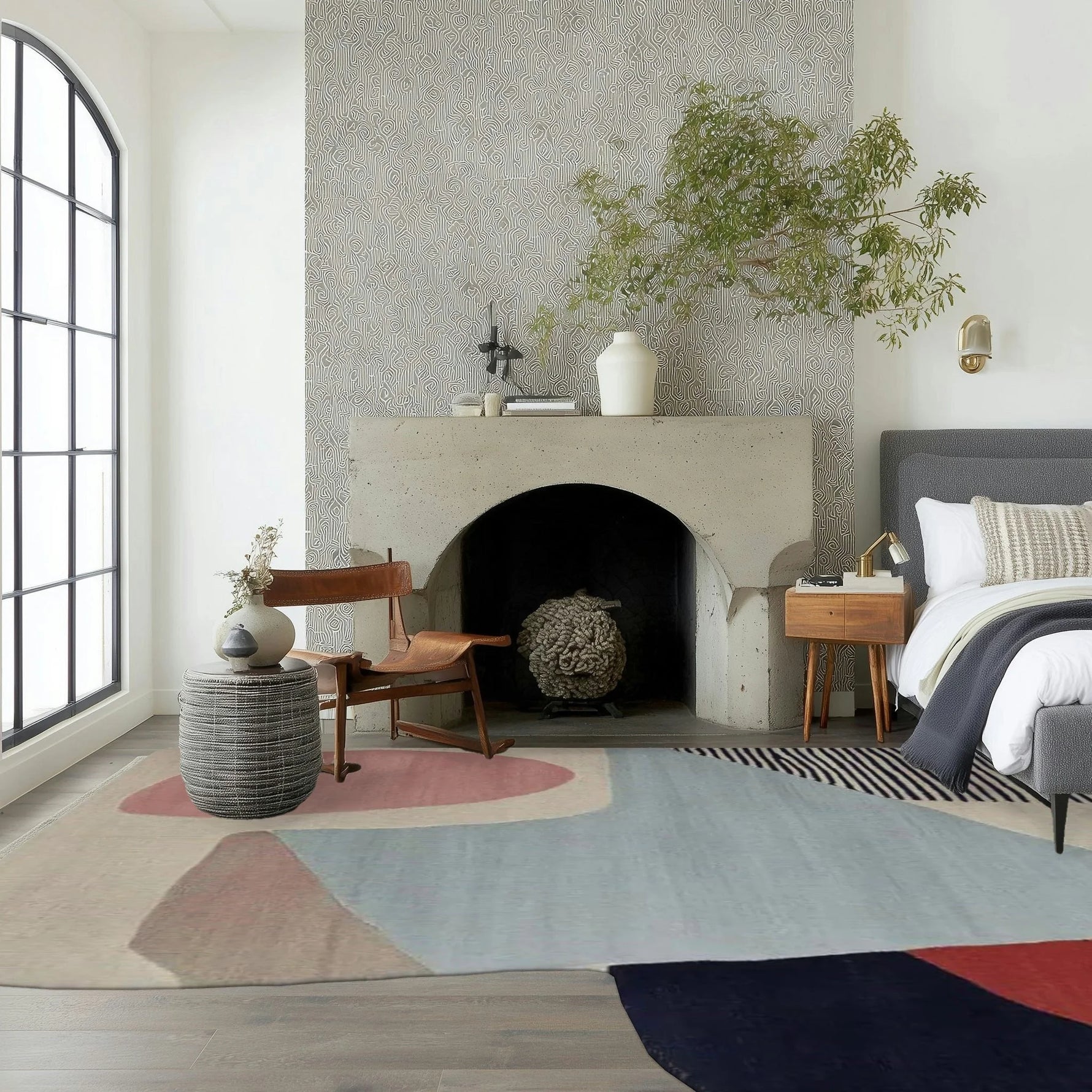 Calm Curve Composition Hand Tufted Rug