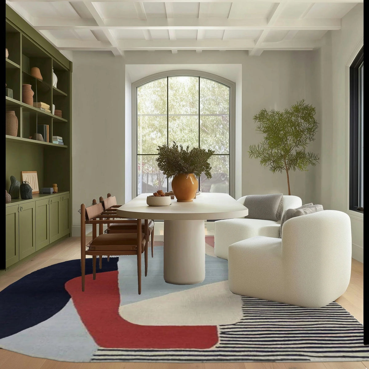 Calm Curve Composition Hand Tufted Rug