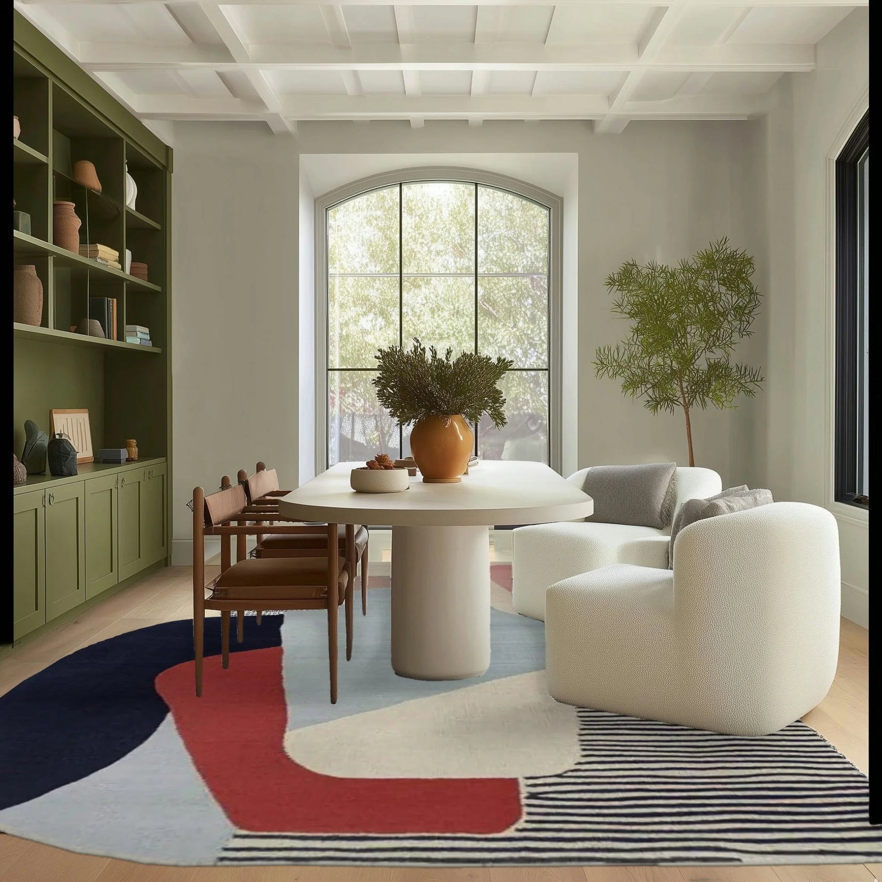 Calm Curve Composition Hand Tufted Rug