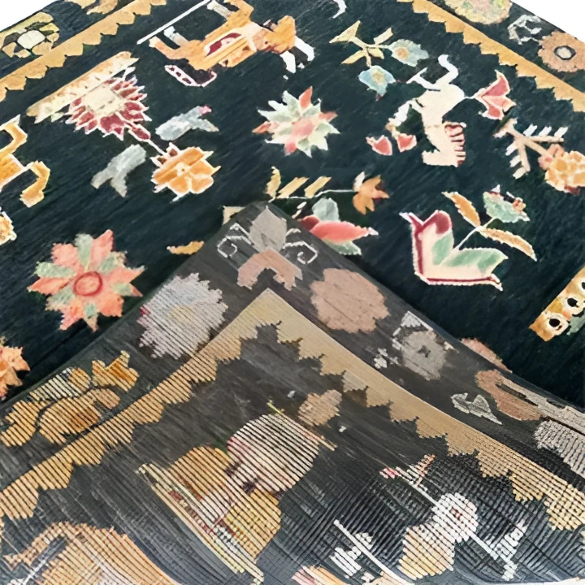 Experience the intricate beauty of the Cambodian Heritage Wool Hand Knotted Area Rug, perfect for adding a touch of elegance to your living room or bedroom. This exquisite square area rug features vibrant floral and traditional motifs, highlighting its craftsmanship. Ideal as a wool rug for any bedroom area, the rich colors and detailed design make it a standout piece among bedroom rugs.