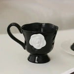 Camellia Flower Black Mug - MAIA HOMES
