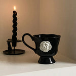 Camellia Flower Black Mug - MAIA HOMES