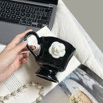 Camellia Flower Black Mug - MAIA HOMES