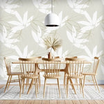 Cannabis Sativa Leaves Neutral Floral Wallpaper